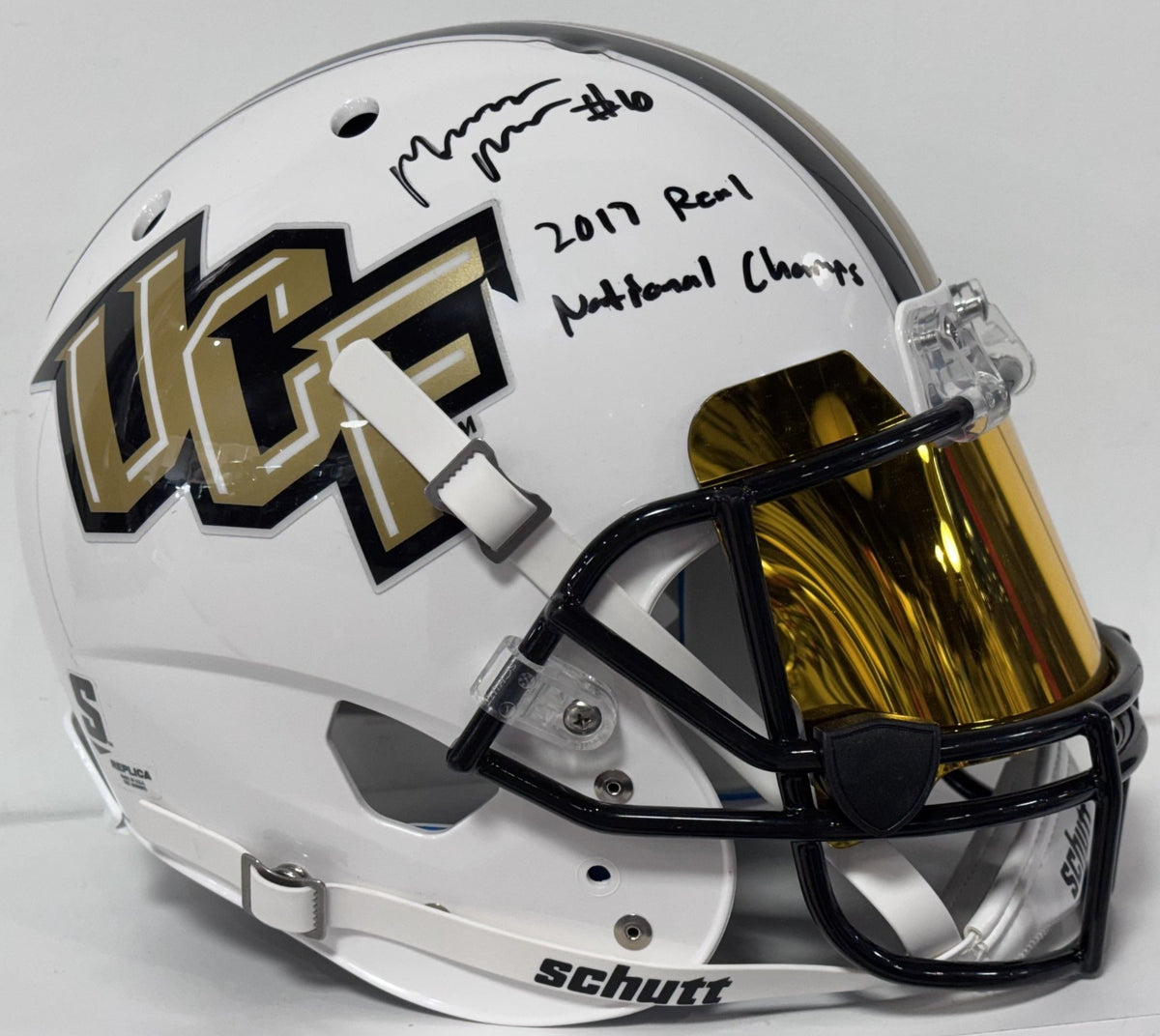 McKenzie Milton Signed UCF Schutt Helmet 2017 Real National Champs Auto JSA COA