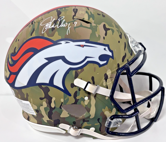 John Elway Signed Denver Broncos Camo Authentic Riddell Helmet Auto BAS COA HOF