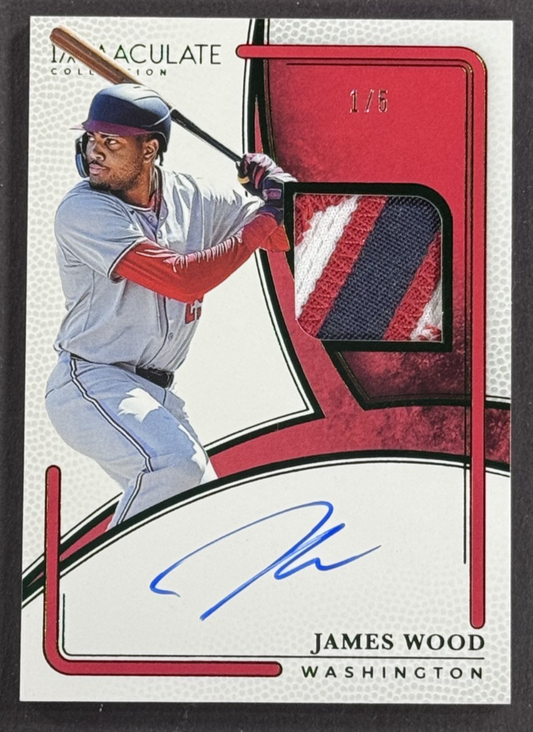 2026 Panini Immaculate James Wood Patch Auto LE 1/5 Washington Nationals Mint