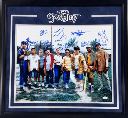 The Sandlot Movie Cast Signed 16x20 Photo Framed 8 Autograph Smalls Ham JSA COA