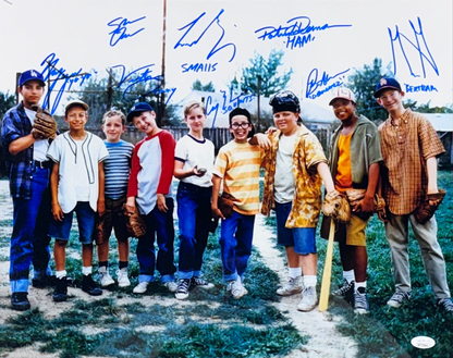 The Sandlot Movie Cast Signed 16x20 Photo Framed 8 Autograph Smalls Ham JSA COA