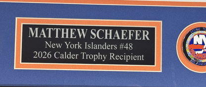 Matthew Schaefer Signed 16x20 Center Ice Photo Framed Plaque Auto UDA COA Isles