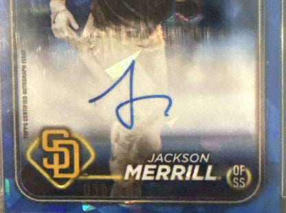 Topps 2024 Chrome Update Sapphire Jackson Merrill Rookie Auto /199 Psa 10 Gem MT