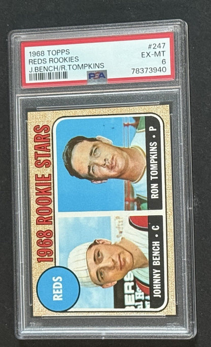 1968 Topps Johnny Bench RC Rookie HOF #247 PSA 6  LOOKS Nicer Centered