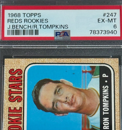 1968 Topps Johnny Bench RC Rookie HOF #247 PSA 6  LOOKS Nicer Centered