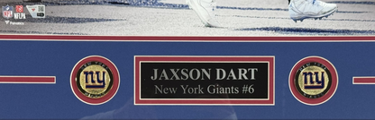 Jaxson Dart Signed 16x20 1st TD Framed Photo w/Plaque Auto Fanatics COA Giants