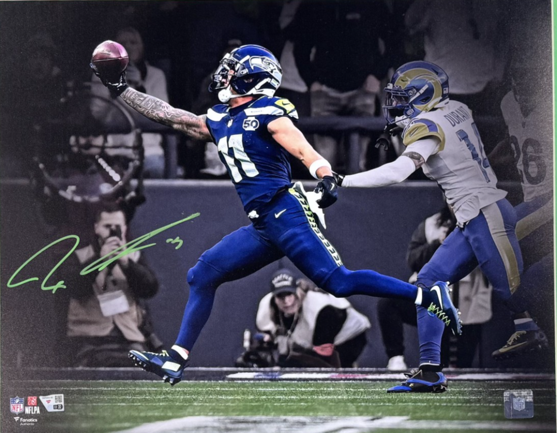 Jaxon Smith Njigba Signed 16x20 Photo Framed W/Plaque Auto Fanatics COA Seahawks