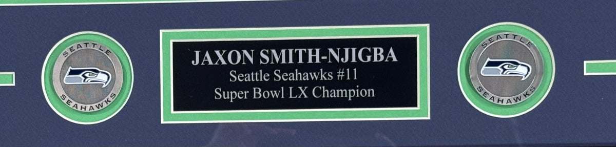 Jaxon Smith Njigba Signed 16x20 Photo Framed W/Plaque Auto Fanatics COA Seahawks
