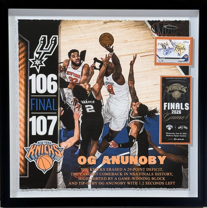 OG Anunoby Tip 2026 NBA Finals Ticket Knicks Framed 3d Photo Shadowbox 22x22