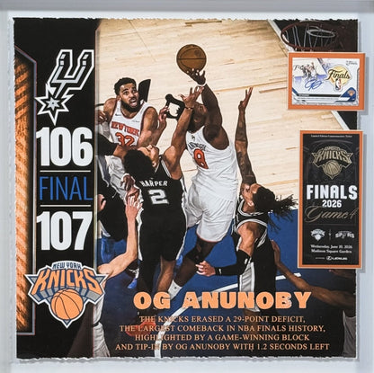 OG Anunoby Tip 2026 NBA Finals Ticket Knicks Framed 3d Photo Shadowbox 22x22