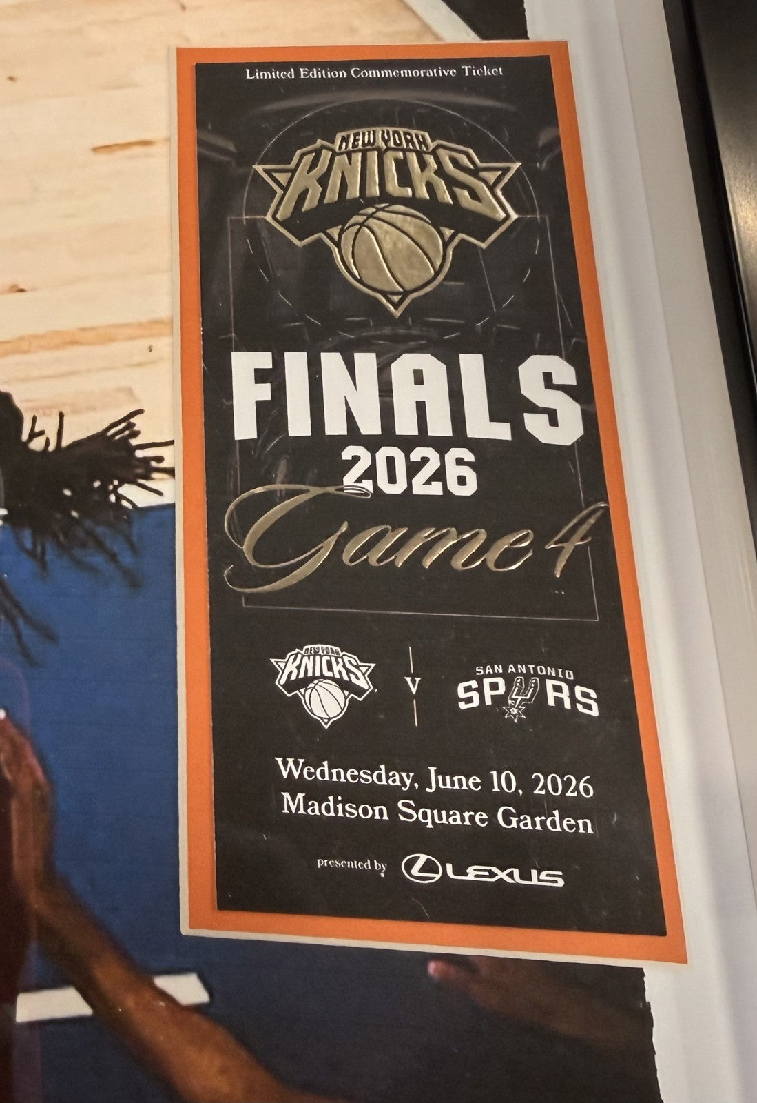 OG Anunoby Tip 2026 NBA Finals Ticket Knicks Framed 3d Photo Shadowbox 22x22