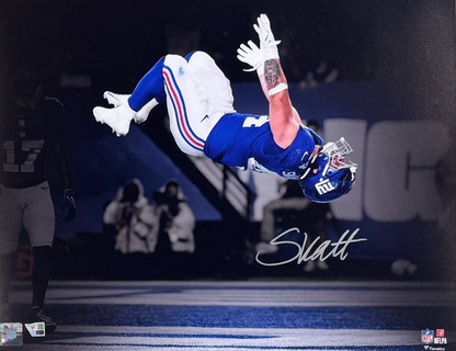 Cam Skattebo Signed 16x20 Backflip Photo Framed W/Plaque Auto Fanatics NY Giants