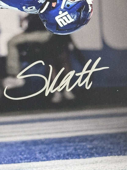 Cam Skattebo Signed 16x20 Backflip Photo Framed W/Plaque Auto Fanatics NY Giants