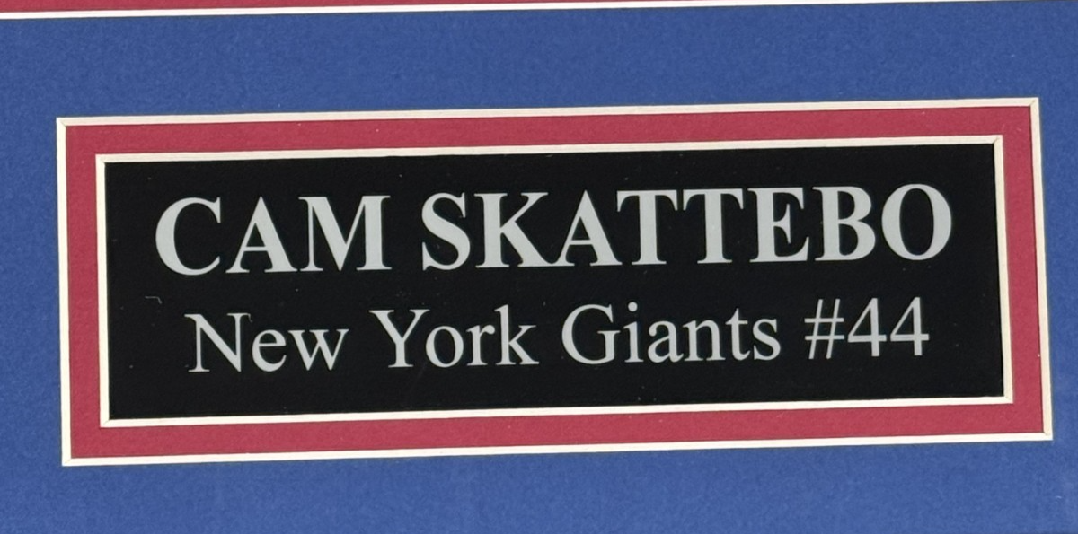 Cam Skattebo Signed 16x20 Backflip Photo Framed W/Plaque Auto Fanatics NY Giants