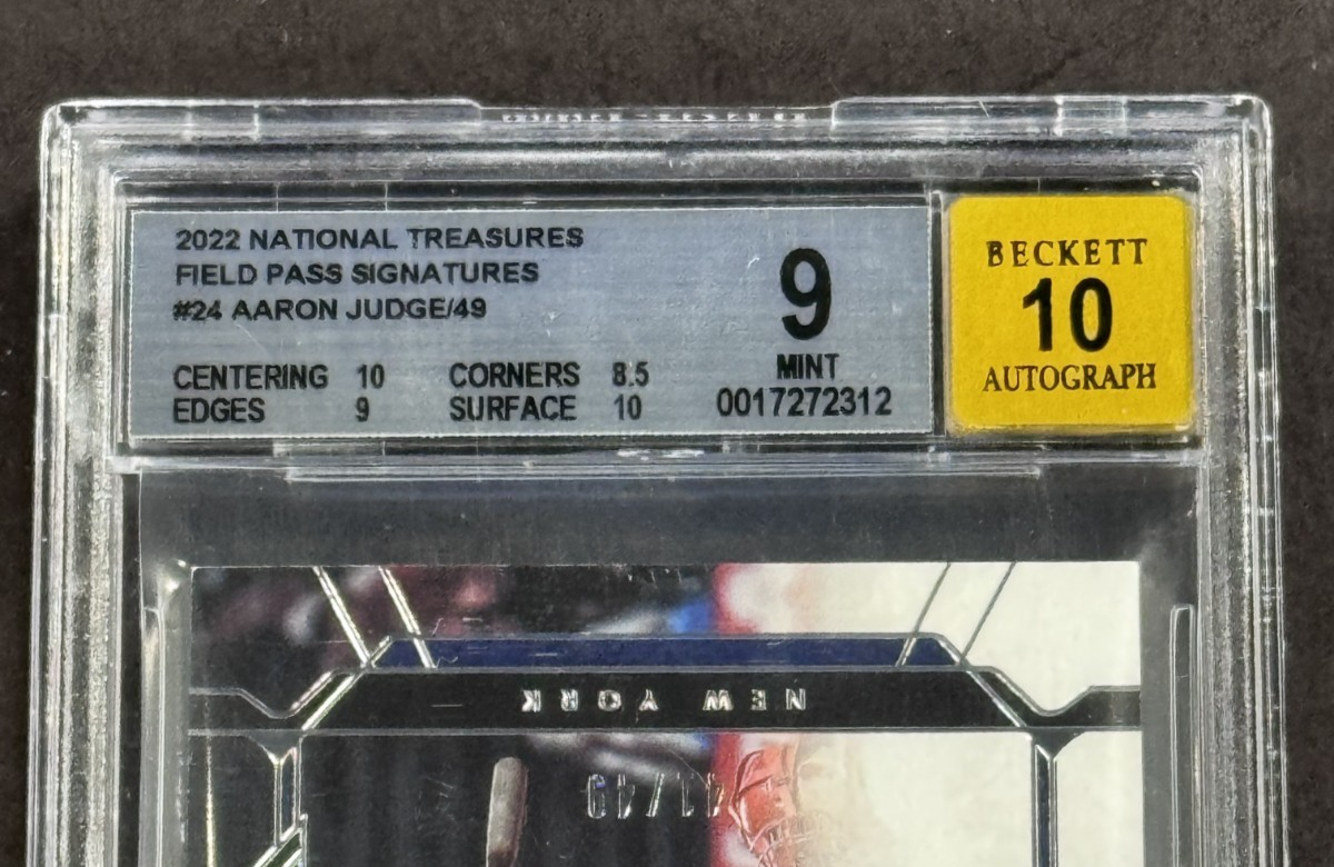 2022 NT Field Pass Signatures Aaron Judge LE /49 BGS Mint 9 Auto 10 NY Yankees