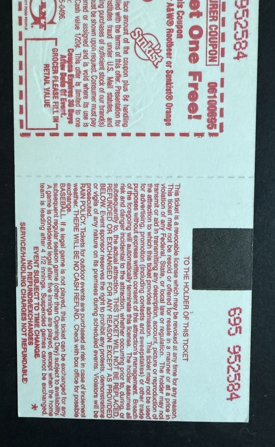 CAL RIPKEN JR. PASSES LOU GEHRIG 2,131 CONSECUTIVE GAMES FULL TICKET Nm - Mint