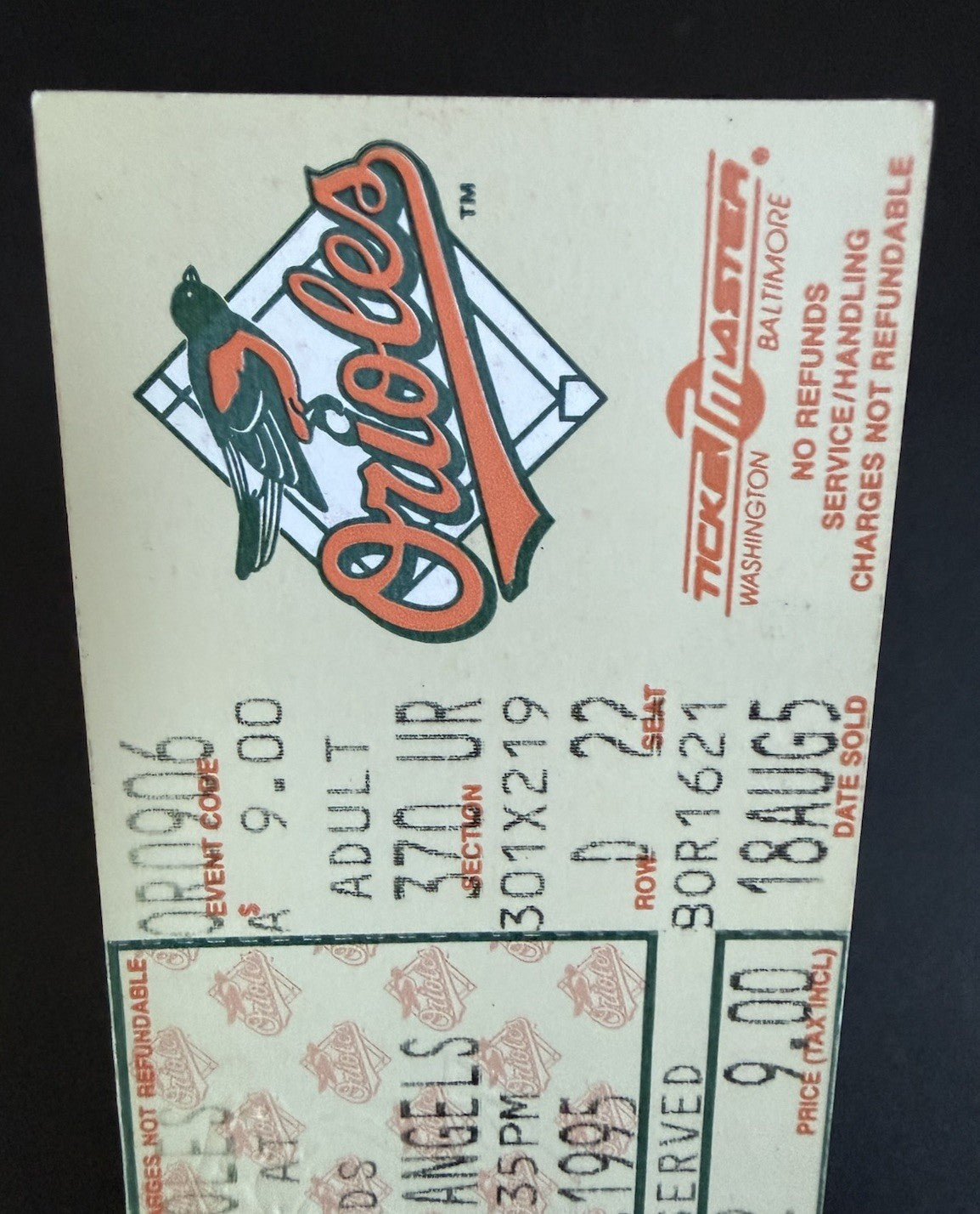 CAL RIPKEN JR. PASSES LOU GEHRIG 2,131 CONSECUTIVE GAMES FULL TICKET Nm - Mint