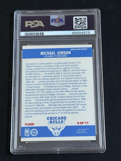 1987 - 88 Fleer Sticker Michael Jordan #2 PSA 8 Nm - Mint Beauty HOF Bulls