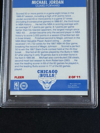 1987 - 88 Fleer Sticker Michael Jordan #2 PSA 8 Nm - Mint Beauty HOF Bulls
