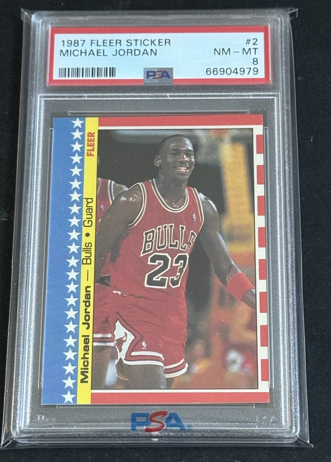 1987 - 88 Fleer Sticker Michael Jordan #2 PSA 8 Nm - Mint Beauty HOF Bulls
