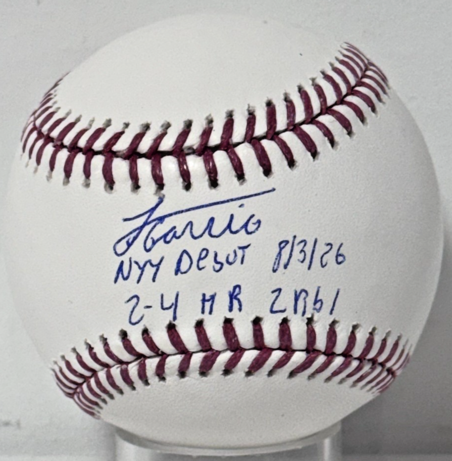 Luis Garcia Jr Signed Official Baseball Yankees Debut Stats Auto Steiner CX COA