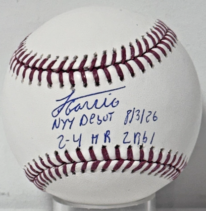 Luis Garcia Jr Signed Official Baseball Yankees Debut Stats Auto Steiner CX COA