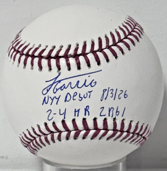 Luis Garcia Jr Signed Official Baseball Yankees Debut Stats Auto Steiner CX COA