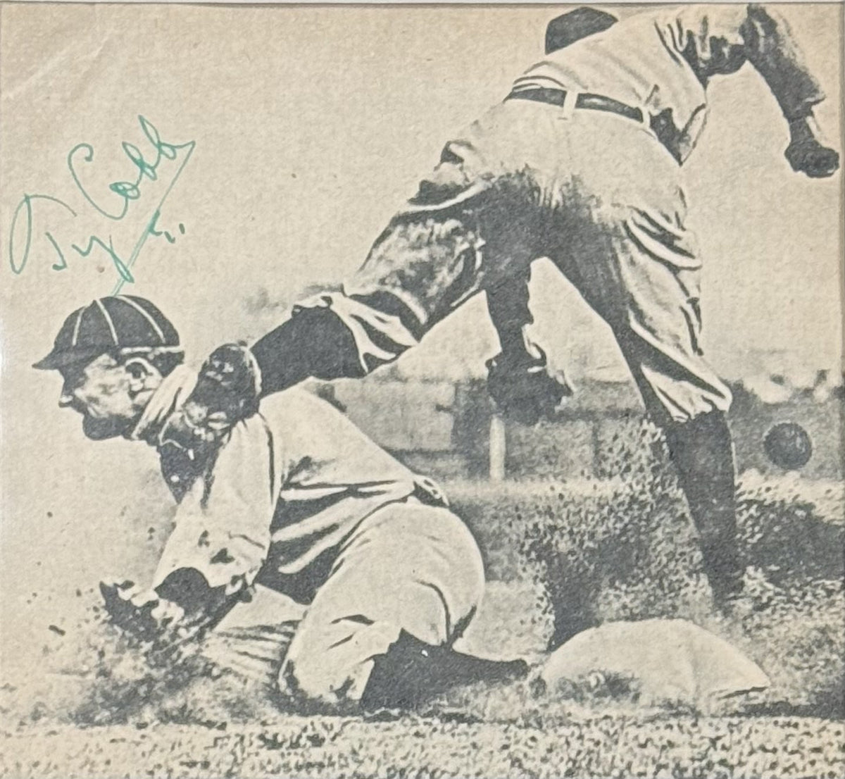 Ty Cobb Signed 5x5 Photo Framed Suede Detroit Tigers Auto HOF Highland Mint COA