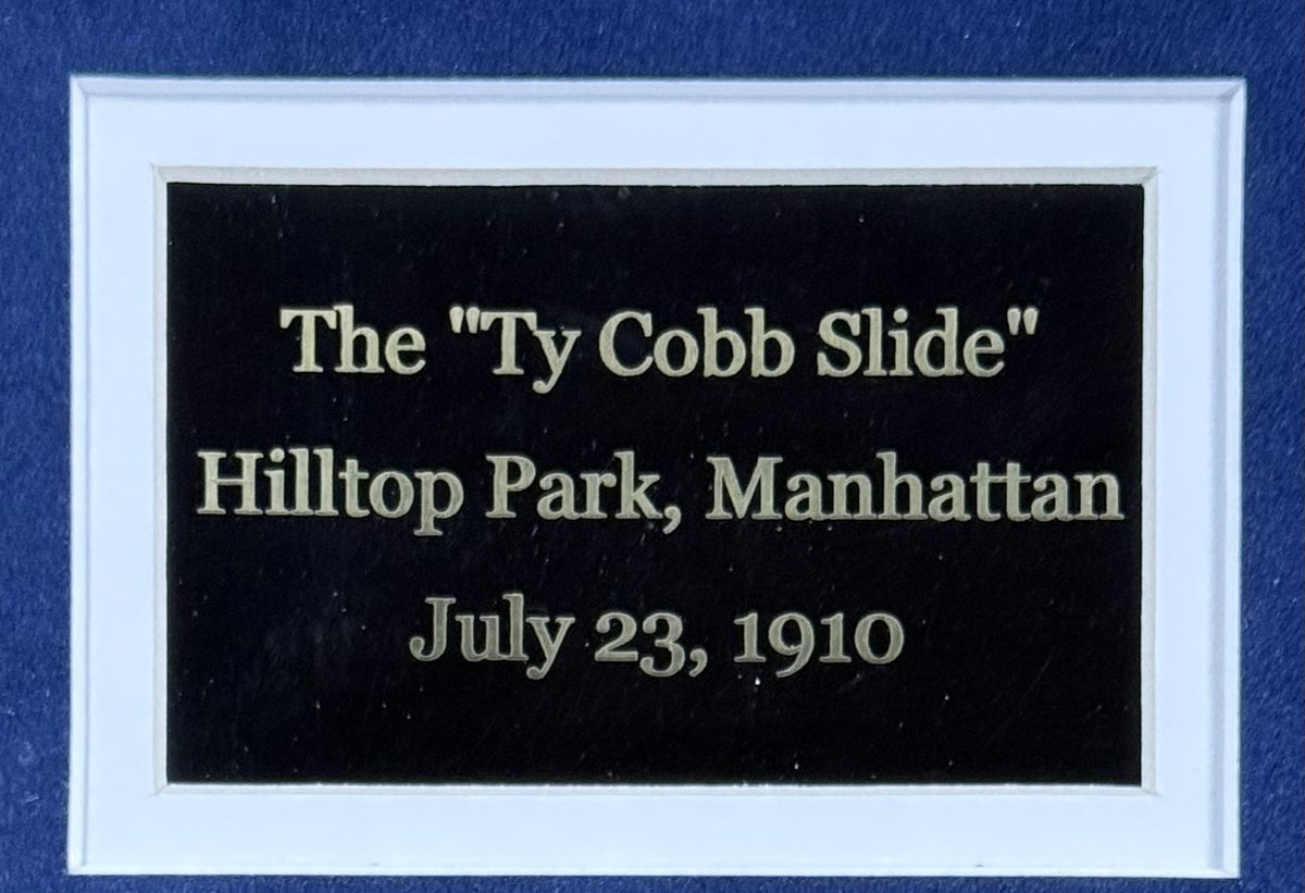 Ty Cobb Signed 5x5 Photo Framed Suede Detroit Tigers Auto HOF Highland Mint COA