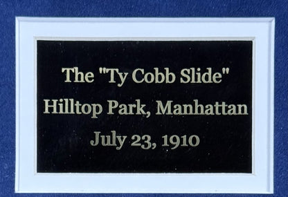 Ty Cobb Signed 5x5 Photo Framed Suede Detroit Tigers Auto HOF Highland Mint COA