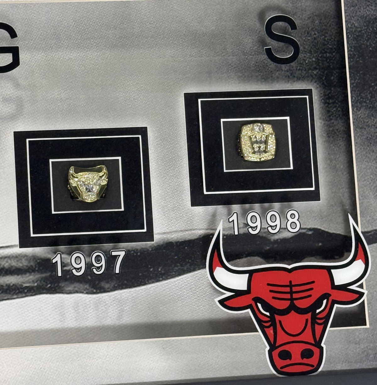Michael Jordan Bulls Wings Framed 15x42 Photo Facsimile Auto NBA Finals 6 Rings