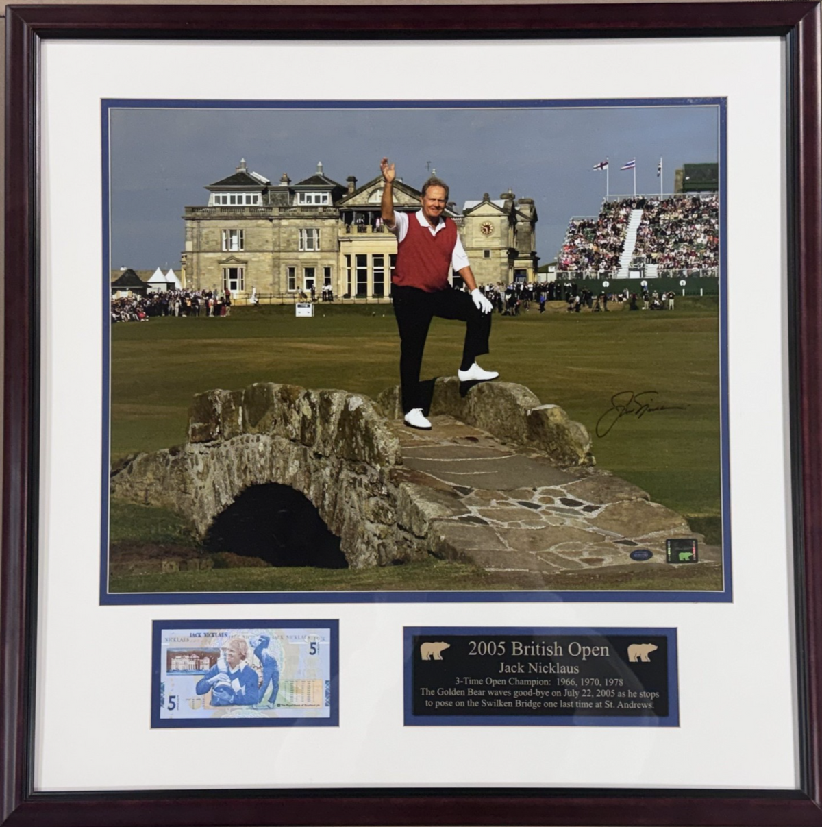 Jack Nicklaus Signed 16x20 2005 British Open Photo Framed W/Plaque Auto MM COA