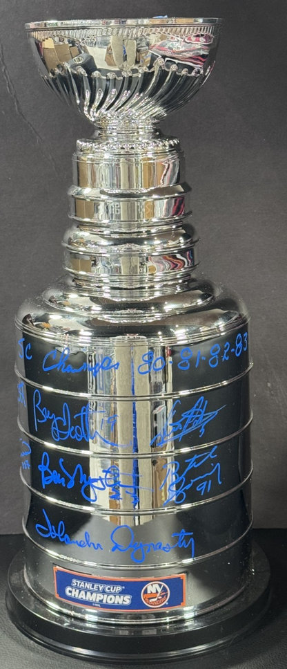 NY Islanders Dynasty Signed Stanley Cup Replica 6 Auto PSA COA Smith Potvin