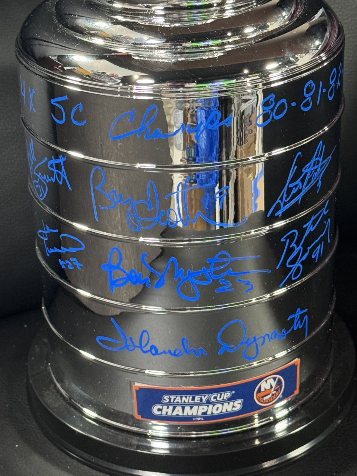 NY Islanders Dynasty Signed Stanley Cup Replica 6 Auto PSA COA Smith Potvin