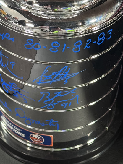 NY Islanders Dynasty Signed Stanley Cup Replica 6 Auto PSA COA Smith Potvin