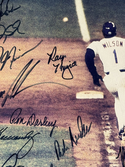 1986 Mets Team Signed 16x20 Photo Framed 29 Auto Gary Carter HOF Mlb Steiner Coa
