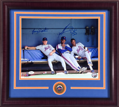 Lenny Dykstra Doc Gooden Strawberry Signed 11x14 Mets Photo Framed Auto JSA COA