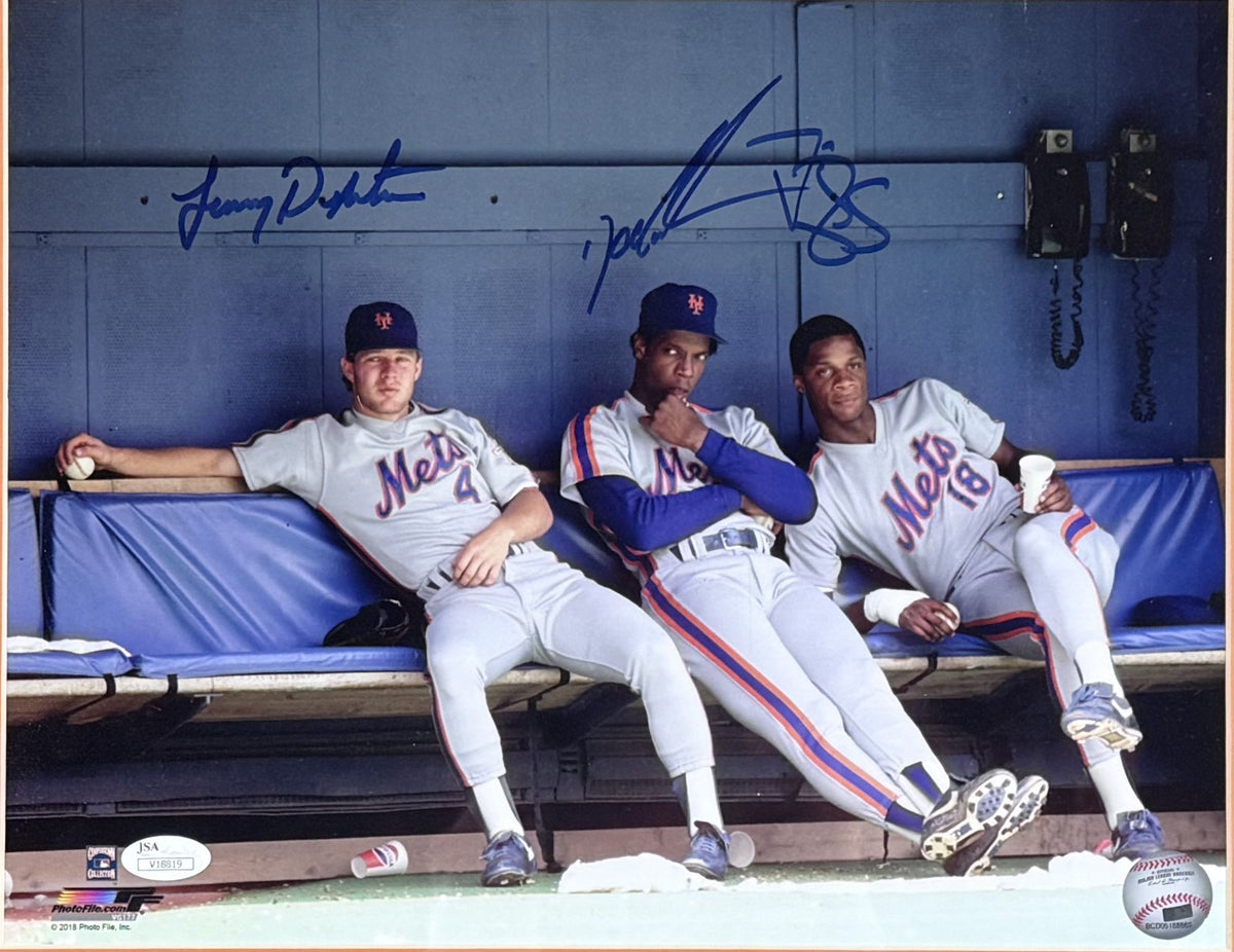 Lenny Dykstra Doc Gooden Strawberry Signed 11x14 Mets Photo Framed Auto JSA COA