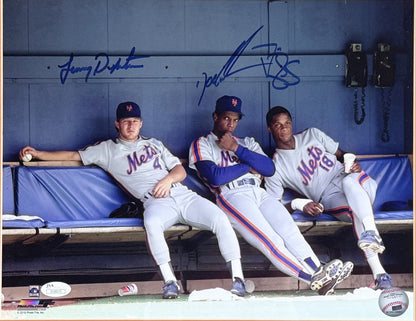 Lenny Dykstra Doc Gooden Strawberry Signed 11x14 Mets Photo Framed Auto JSA COA