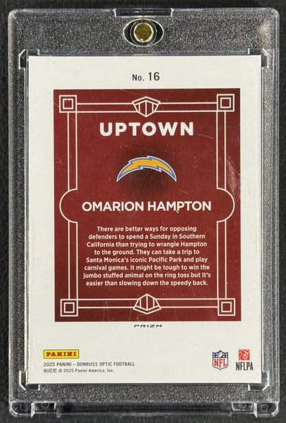 Mint 2025 Panini Optic Omarion Hampton Uptown #16 Rookie LA Chargers Magnet Case