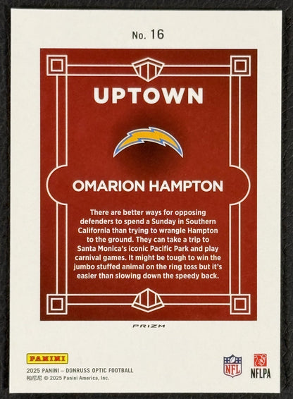 Mint 2025 Panini Optic Omarion Hampton Uptown #16 Rookie LA Chargers Magnet Case