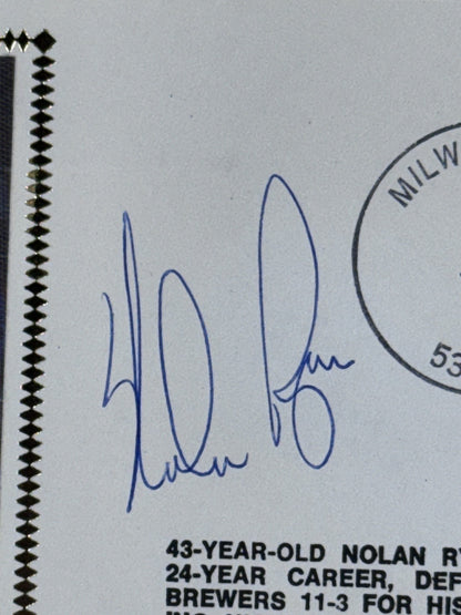 Nolan Ryan Signed 300 Win Cachet + Commemorative Program Auto COA Rangers HOF