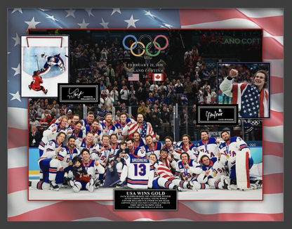 2026 USA Hockey Team Champions Framed 3d 22x32 Photo Jack Hughes Johnny Gaudreau