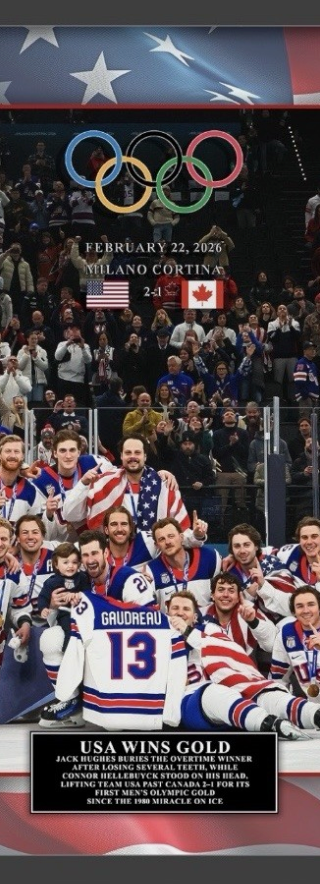 2026 USA Hockey Team Champions Framed 3d 22x32 Photo Jack Hughes Johnny Gaudreau