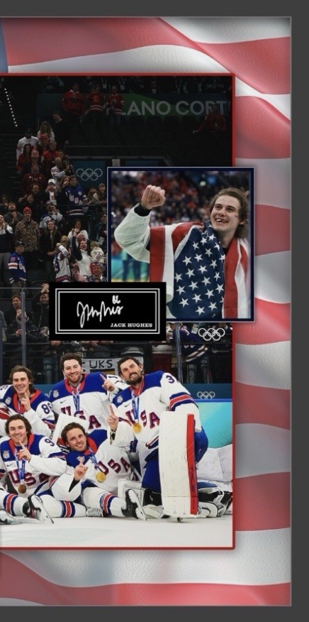 2026 USA Hockey Team Champions Framed 3d 22x32 Photo Jack Hughes Johnny Gaudreau