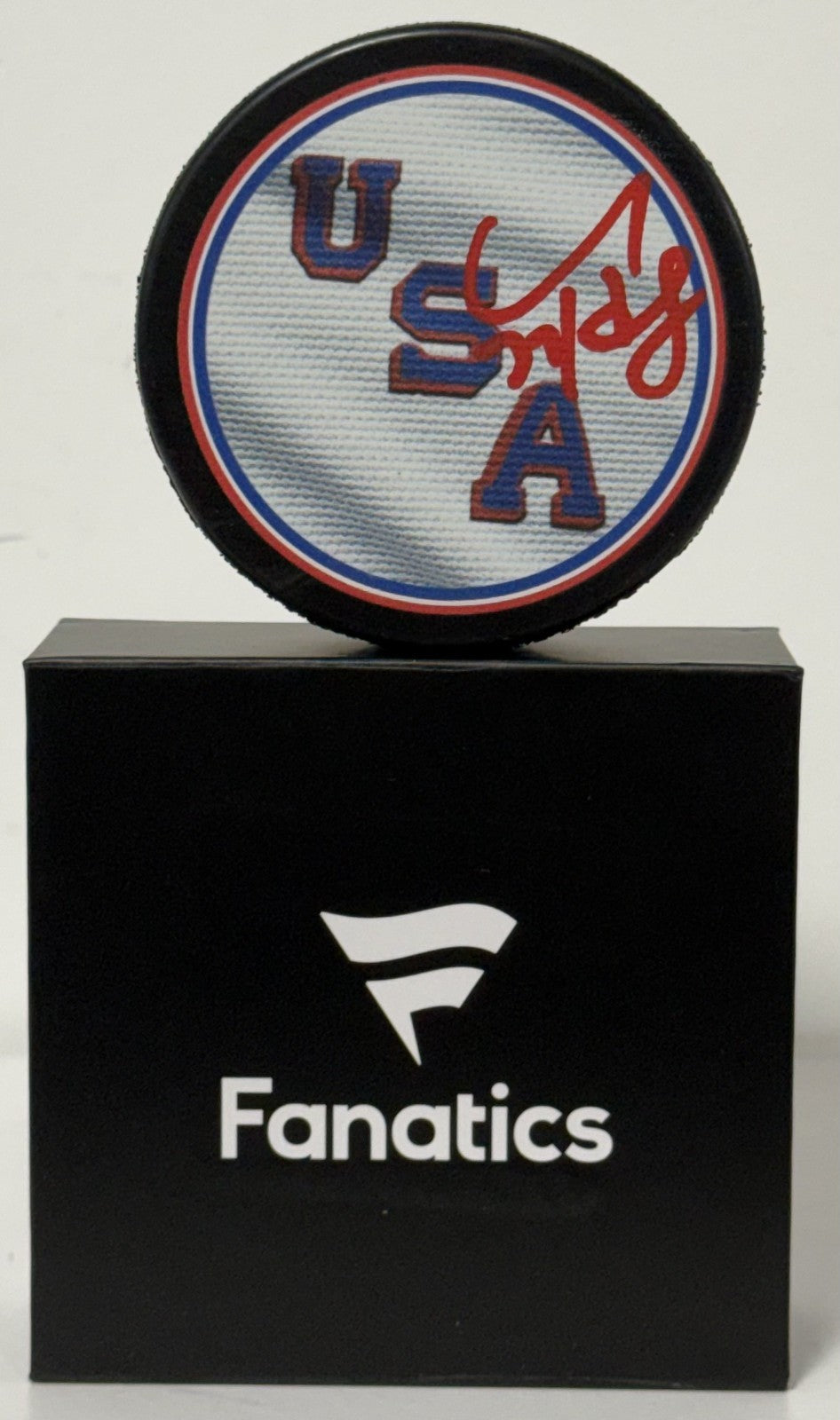 Connor Hellebuyck Signed Team USA 2026 Olympic Hockey Puck Gold Medal Fanatics