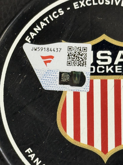 Connor Hellebuyck Signed Team USA 2026 Olympic Hockey Puck Gold Medal Fanatics