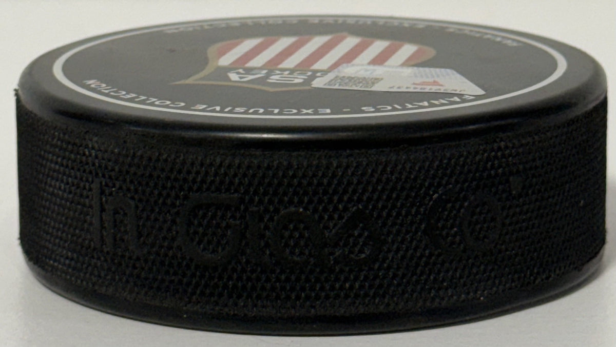 Connor Hellebuyck Signed Team USA 2026 Olympic Hockey Puck Gold Medal Fanatics