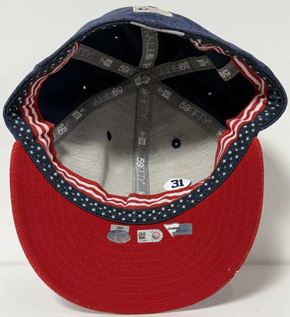 Aaron Hicks #31 Game Used NY Yankees New Era July 4 Hat Fanatics MLB Steiner COA
