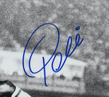Pele Signed 16x20 Bicycle Kick Photo Framed Suede w/ Plaque Auto Pele Holo COA